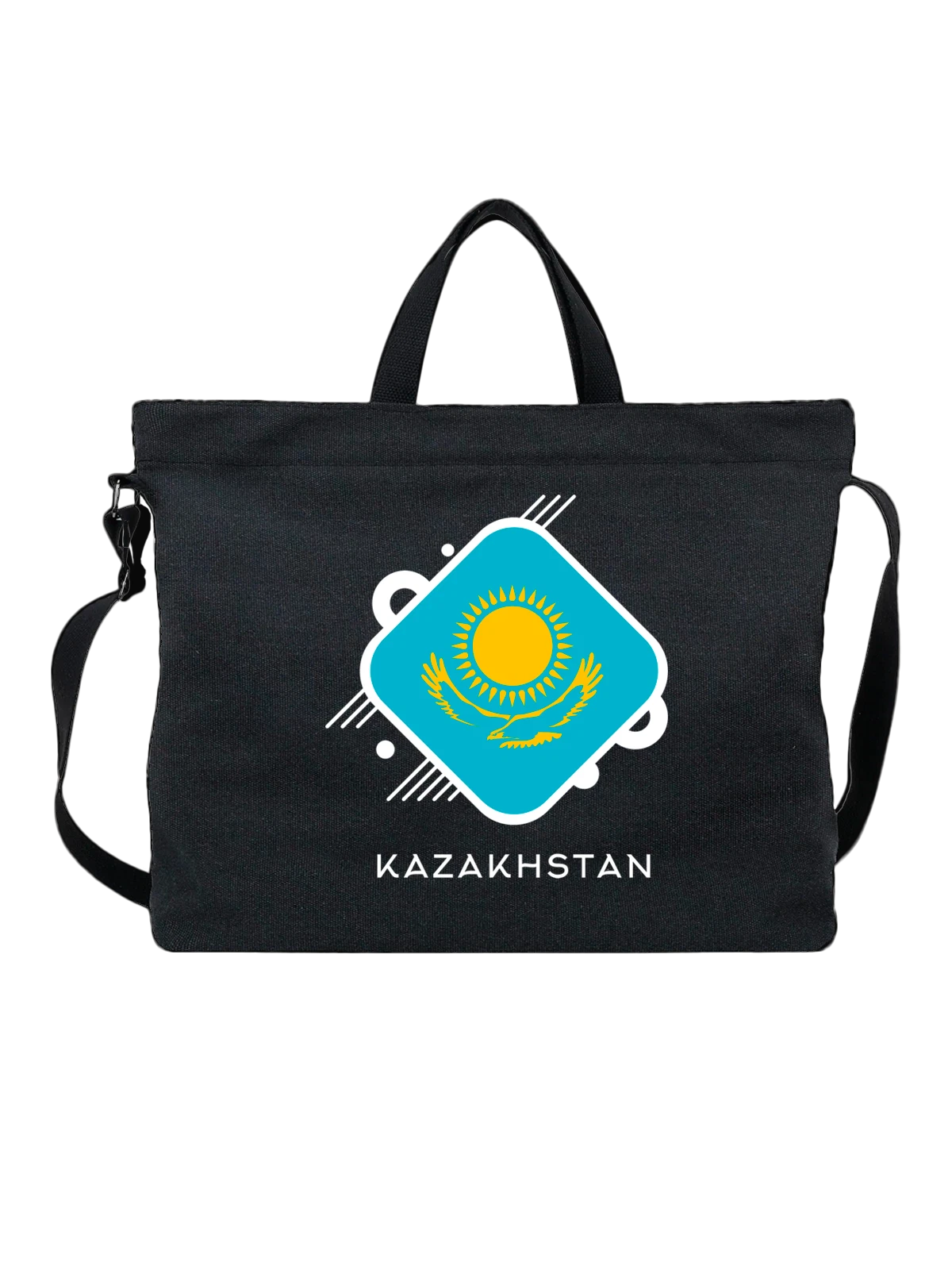 Сумка Флаг Казахстана Kazakhstan чёрная с принтом — национальная символика — Чёрная, фото 1