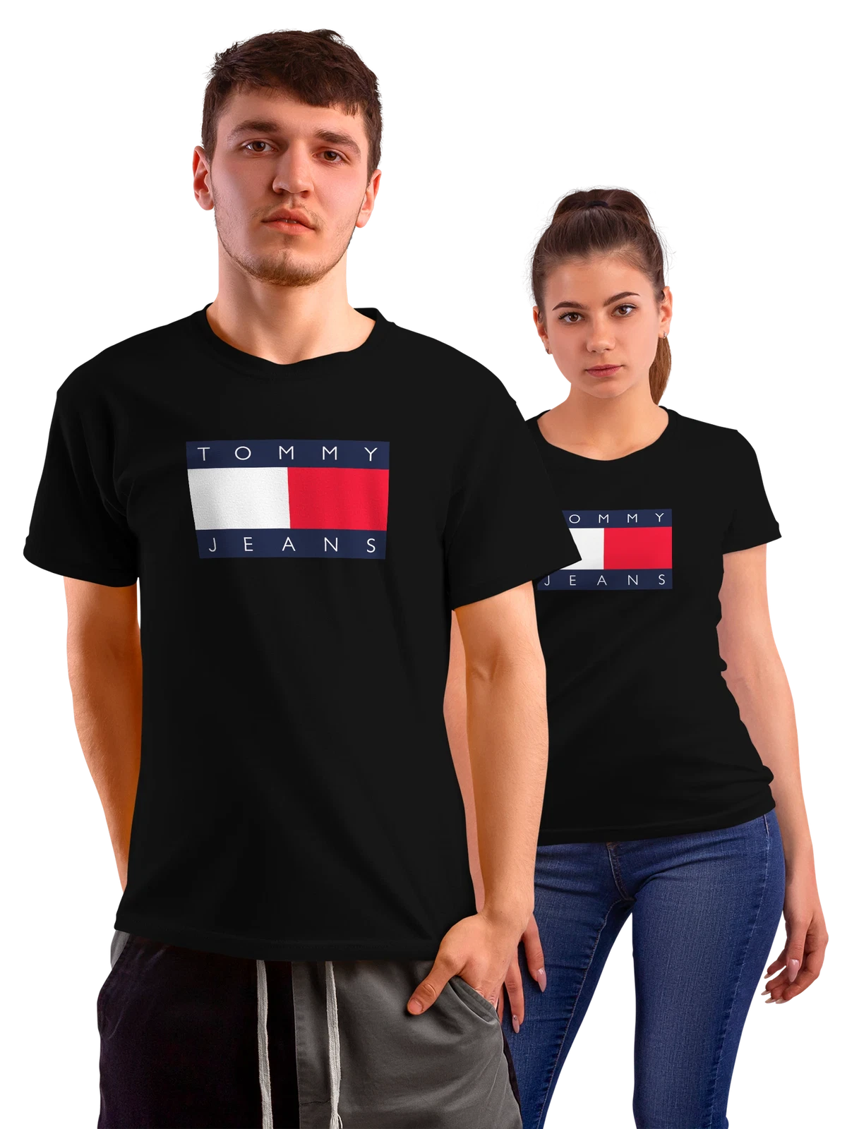 Футболка Tommy Hilfiger чёрная с принтом — американский модный логотип — Чёрная, фото 1