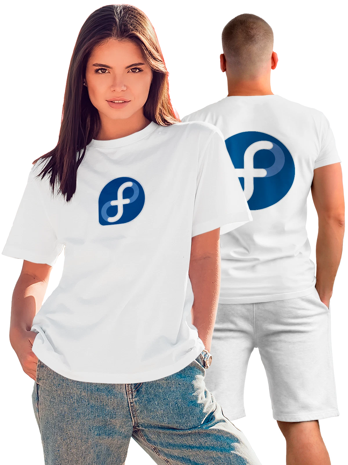 Футболка Fedora белая с принтом на спине — современная айдентика — Белая, фото 1
