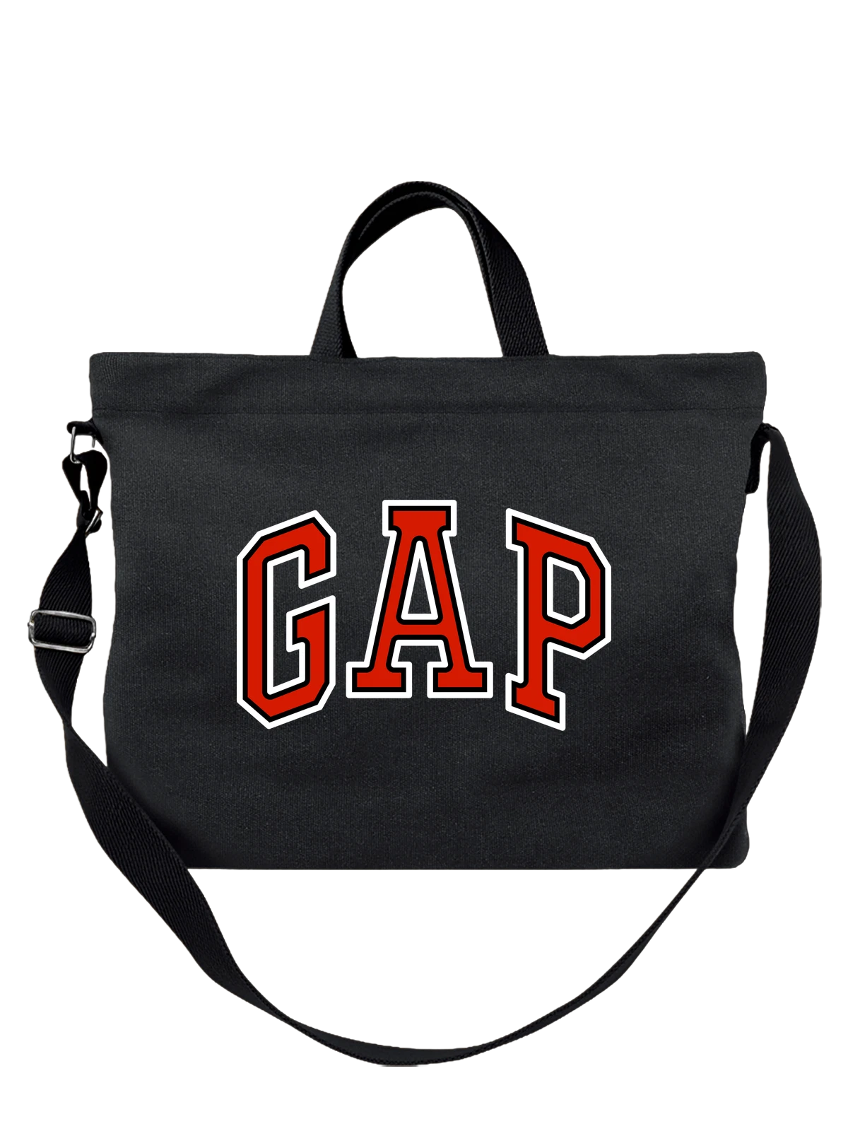 Сумка чёрная с принтом с буквами GAP в спортивном стиле — ретро надпись — Чёрная, фото 1