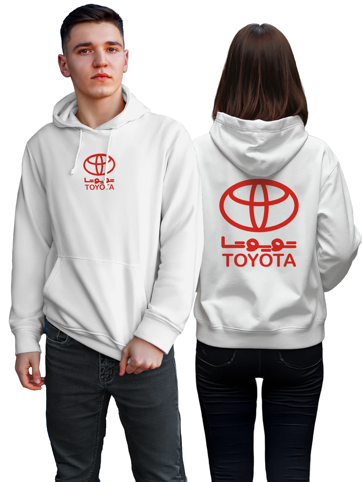 Худи Toyota белое с принтом — одноцветный принт — Белая, фото 1