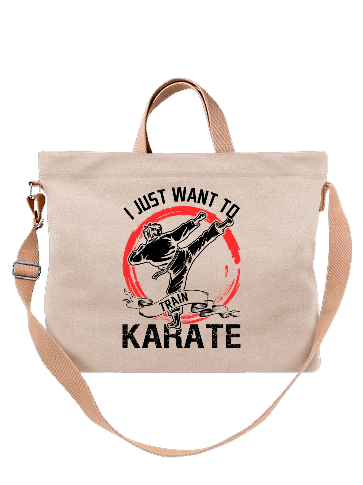 Сумка с каратистом train karate белая с принтом — подарок бойцу — Белая, фото 1