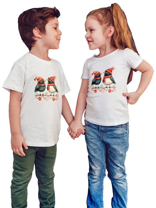 Футболка с воронами новогодняя — Белая, фото 1