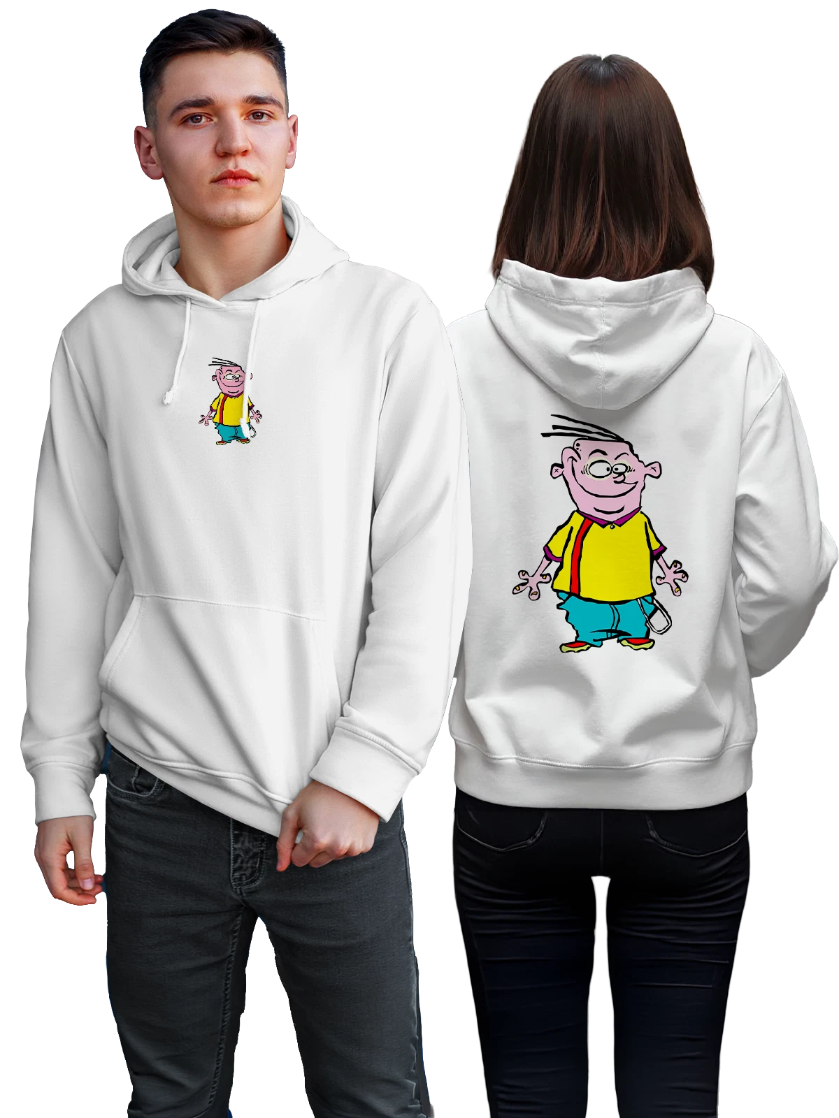 Худи Эд эдд и эдди ed edd n eddy белое с принтом — ностальгия по мультфильмам — Белая, фото 1