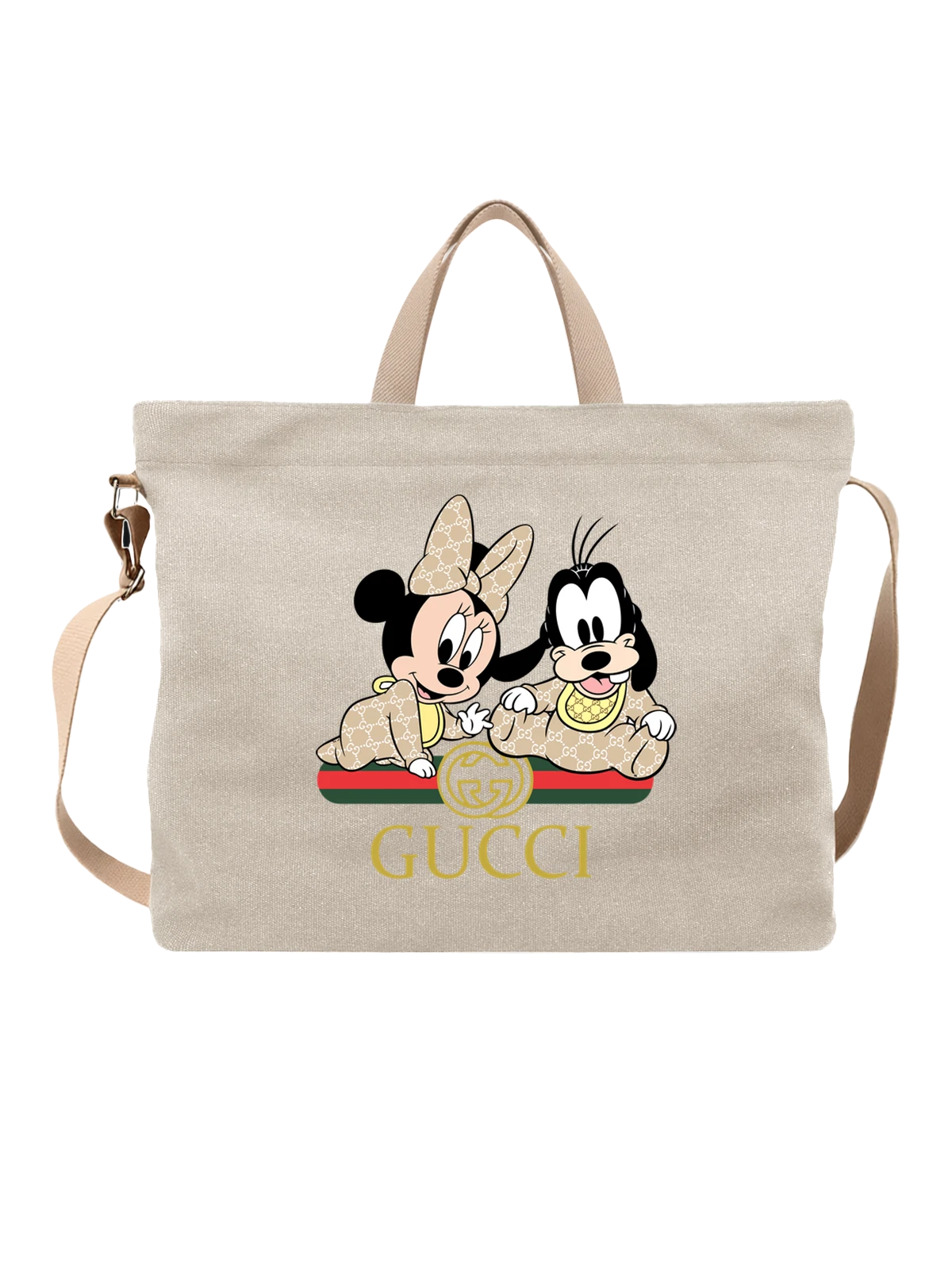 Сумка Минни Маус и Гуфи в одежде Gucci белая с принтом — дизайнерская одежда — Белая, фото 1
