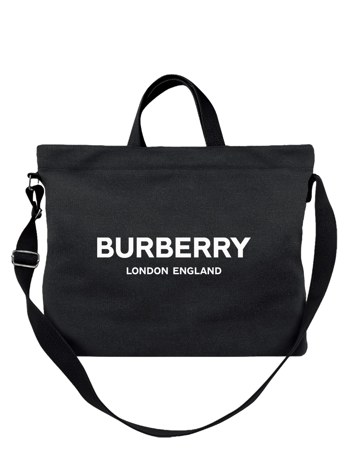 Сумка Burberry чёрная с принтом — современная типографика — Чёрная, фото 1
