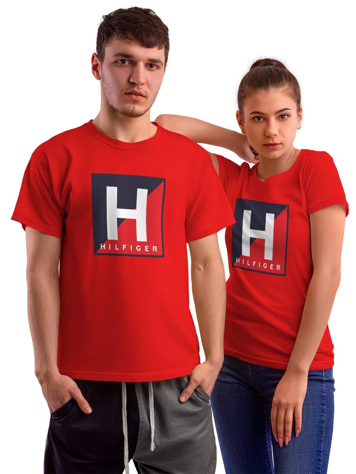 Футболка Tommy Hilfiger с большим логотипом H красная с принтом — красный и белый — Красная, фото 1
