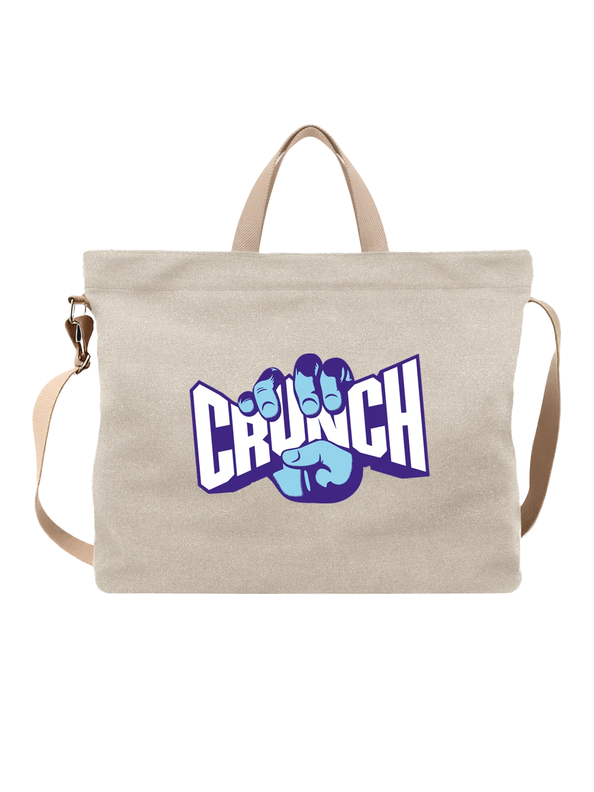 Сумка Crunch белая с принтом — бодибилдинг и спортзал — Белая, фото 1