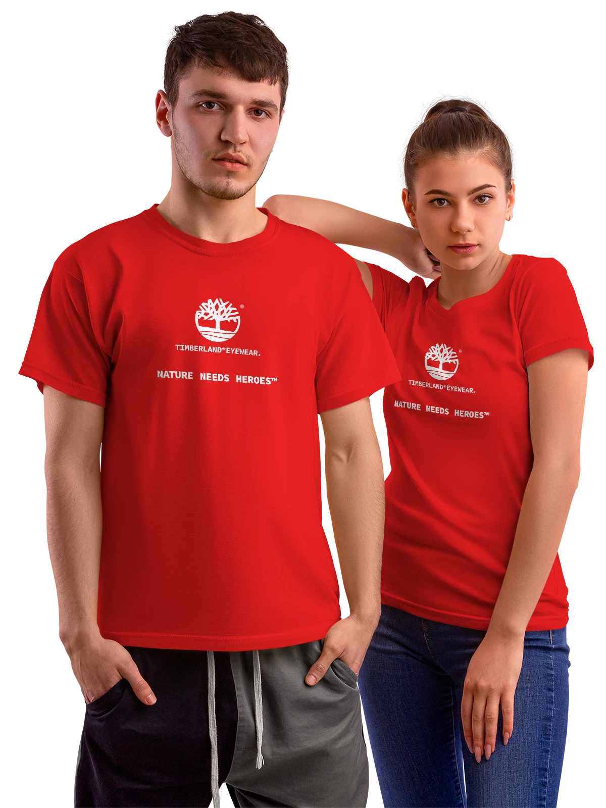 Футболка Timberland красная с принтом — американский outdoor логотип — Красная, фото 1