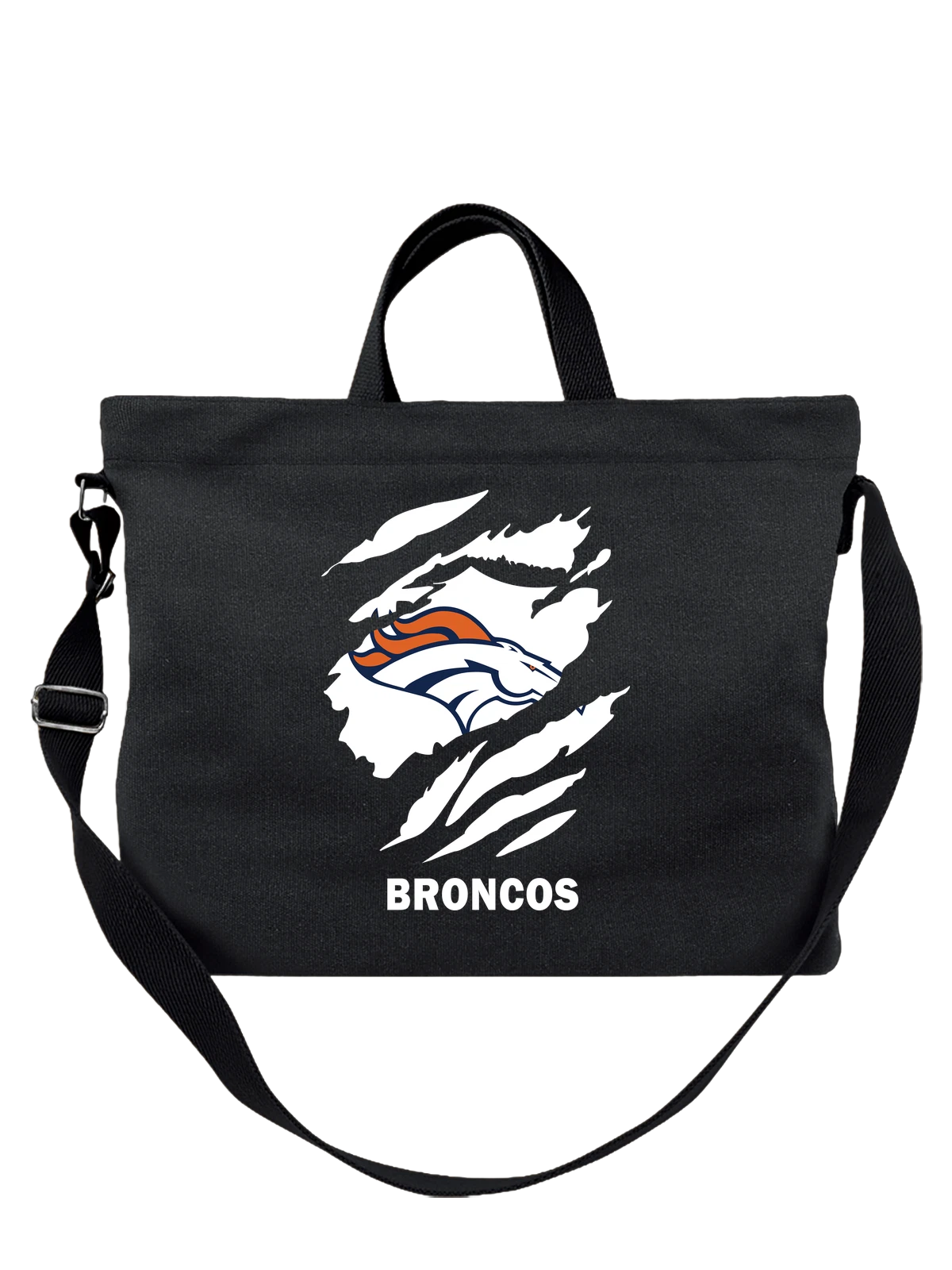 Сумка Логотип Денвер Бронкос с головой лошади чёрная с принтом — эмблема Broncos — Чёрная, фото 1