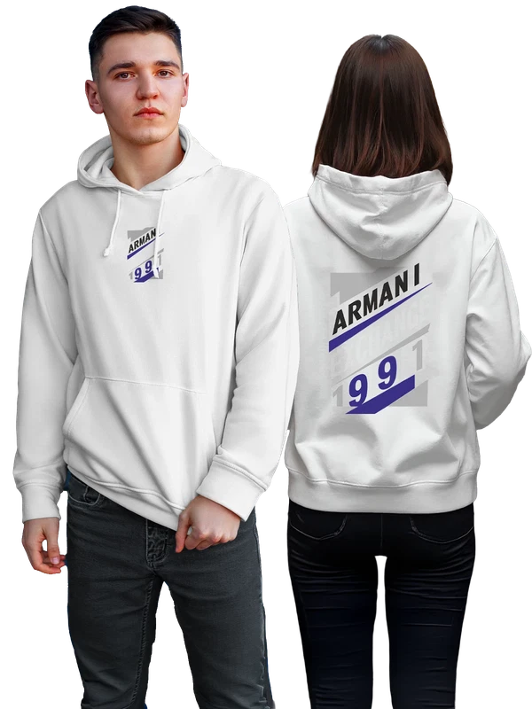 Худи Armani Exchange с логотипом и цифрой 91 — Белая, фото 1