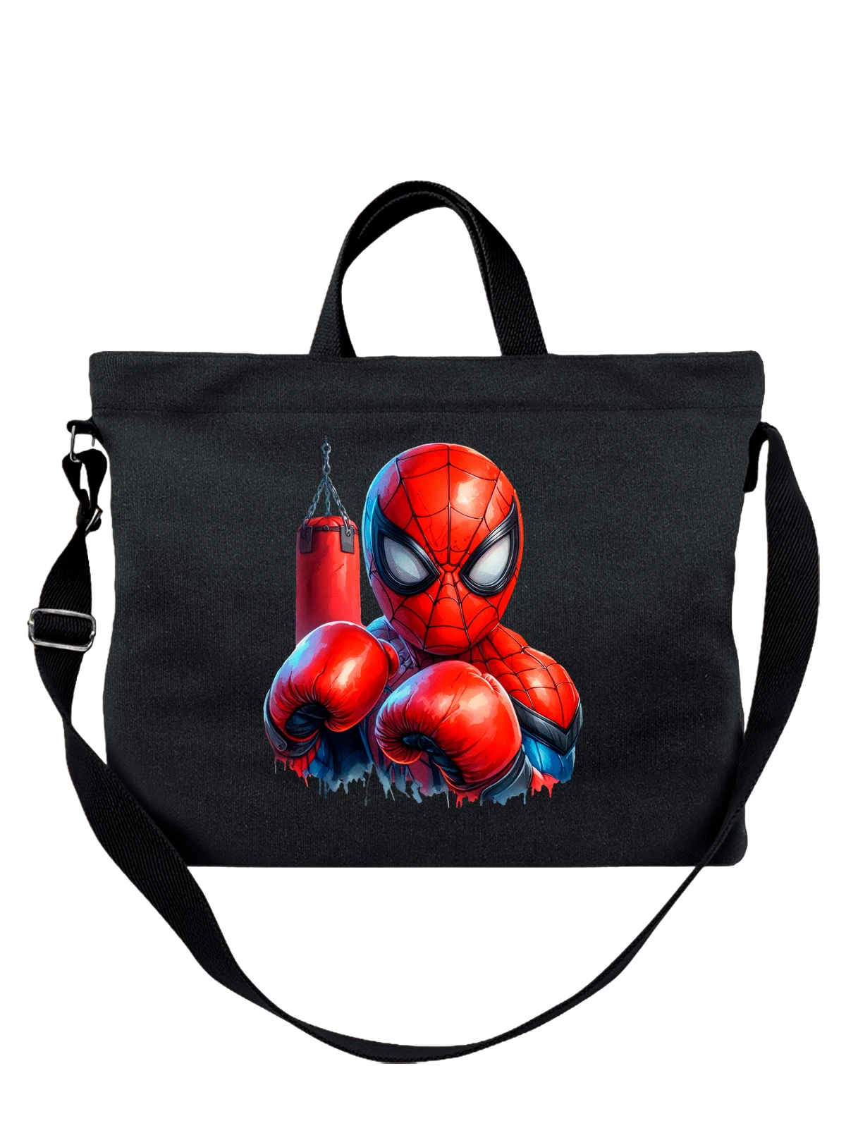 Сумка с Человеком Пауком Spider Man боксером чёрная с принтом — натуральные продукты — Чёрная, фото 1