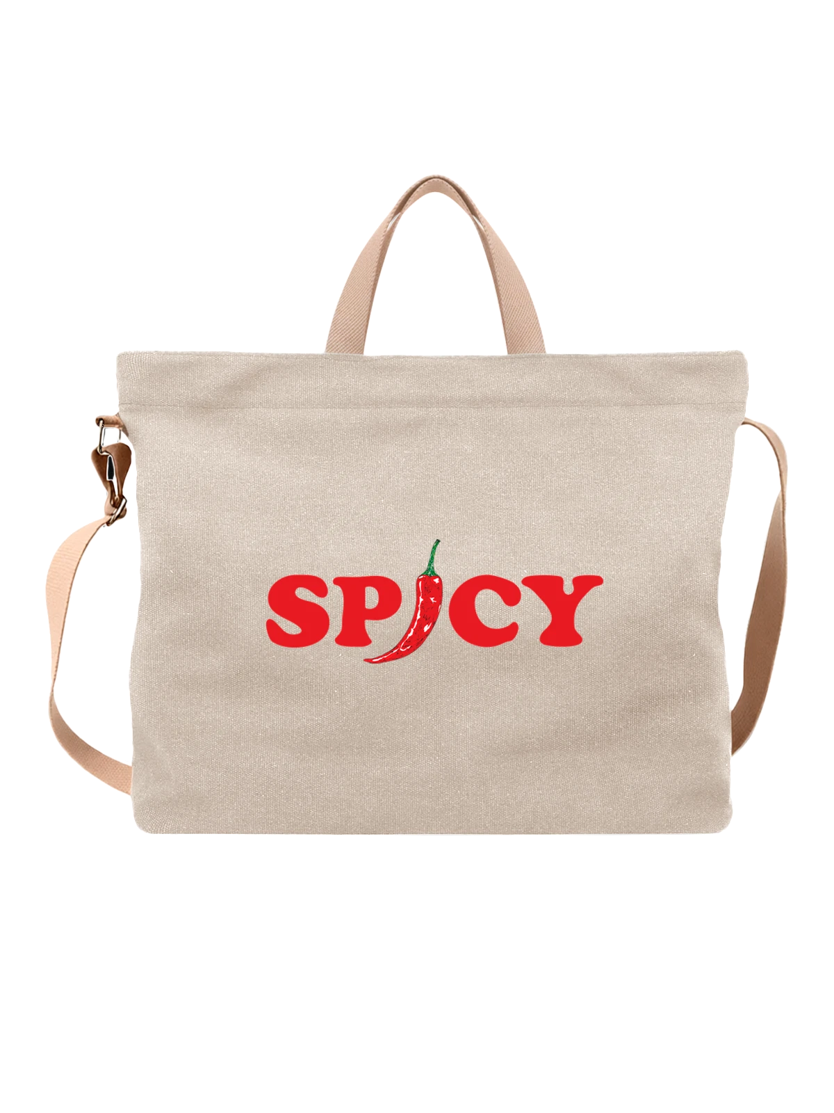 Сумка с перцем чили spicy белая с принтом — кулинарный принт — Белая, фото 1