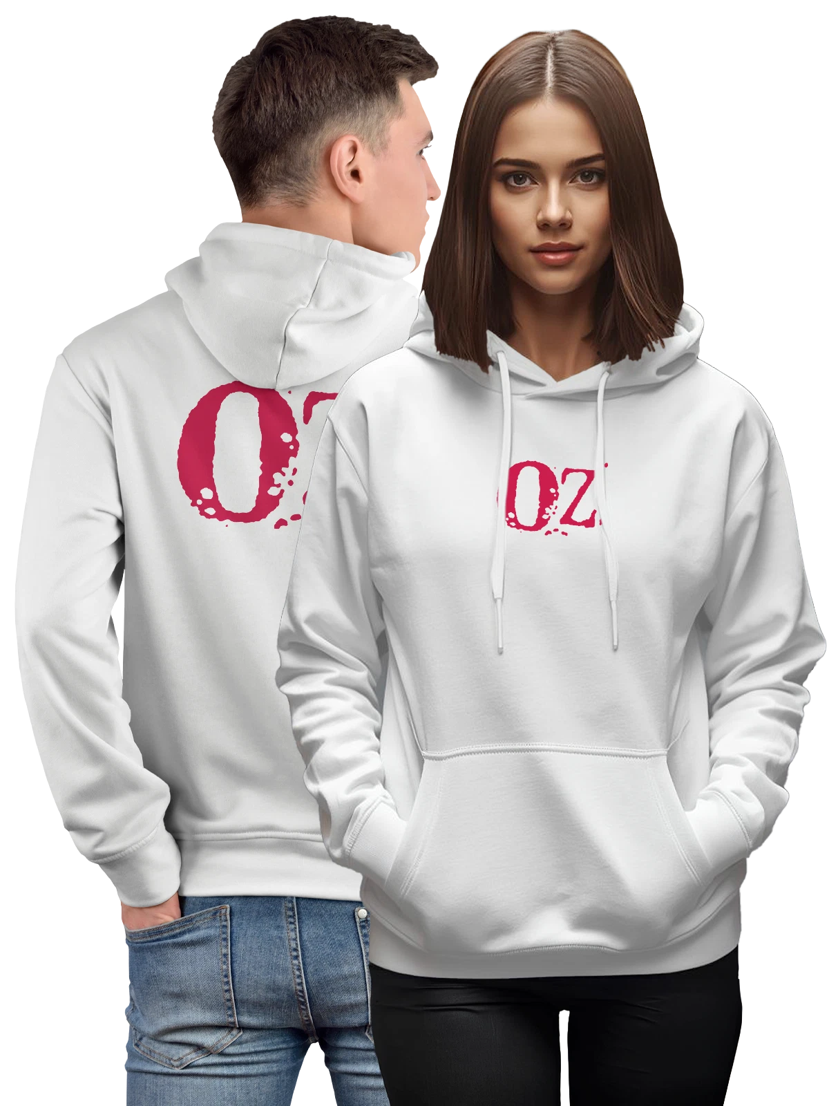 Худи Oz белое с принтом — современная айдентика — Белая, фото 1