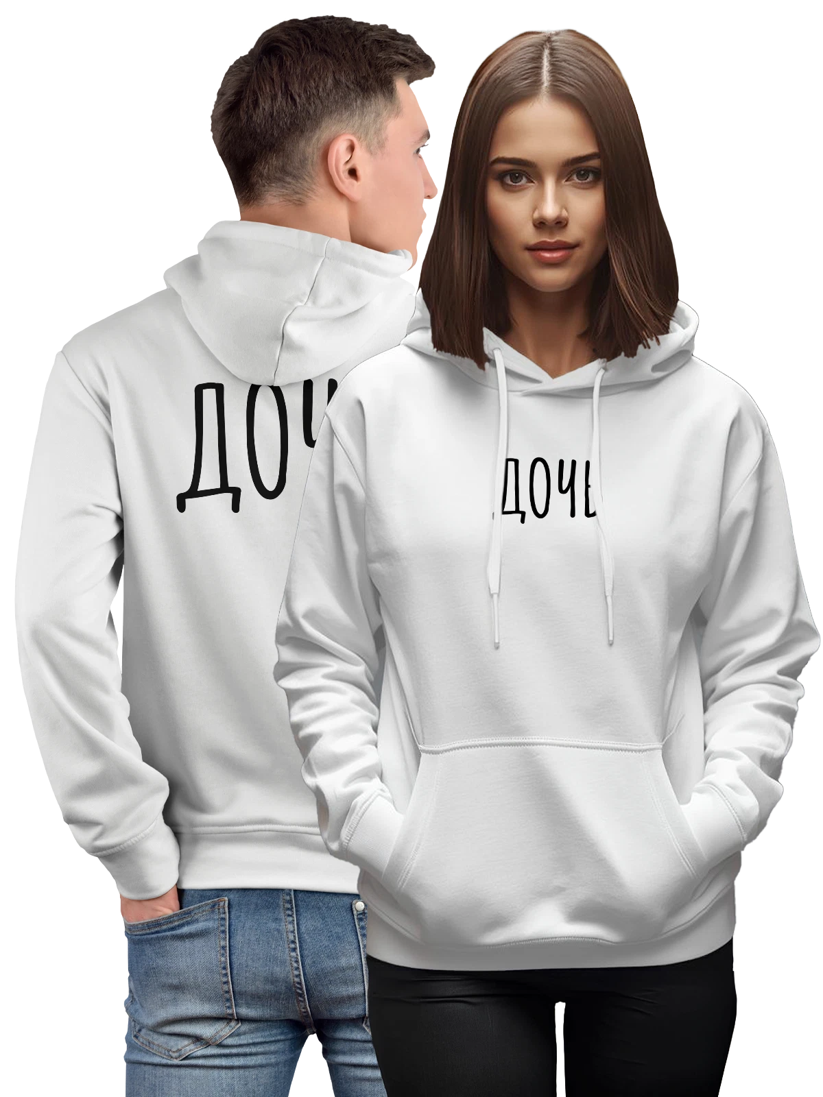 Худи для дочки белое с принтом — футболка подростку — Белая, фото 1