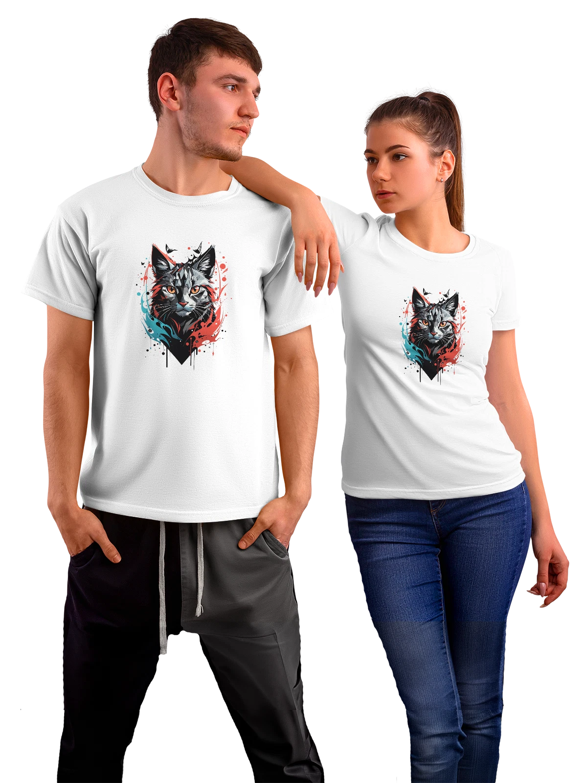 Футболка Мейн-кун Maine Coon аниме кот крупный белая с принтом — аниме — Белая, фото 1