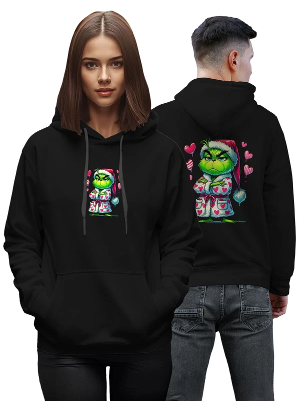 Худи Гринч Grinch с сердечками — Чёрная, фото 1