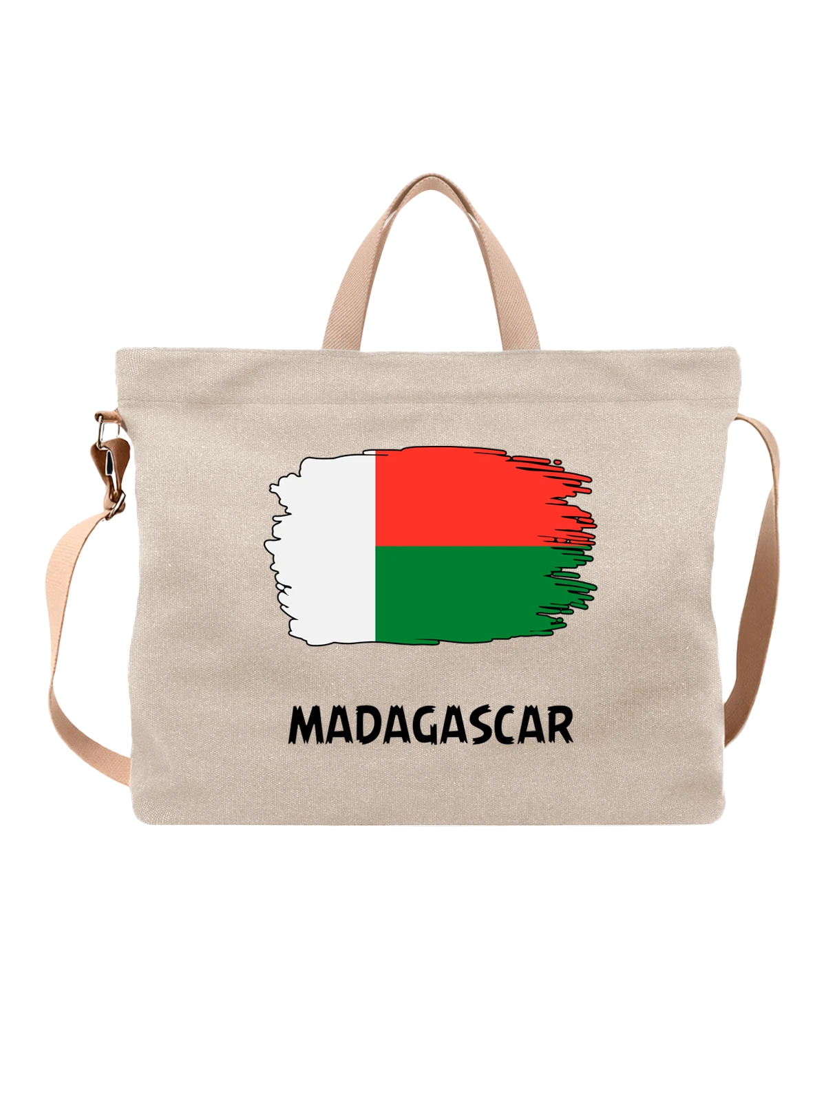 Сумка с флагом Мадагаскар Madagascar белая с принтом — национальная символика — Белая, фото 1