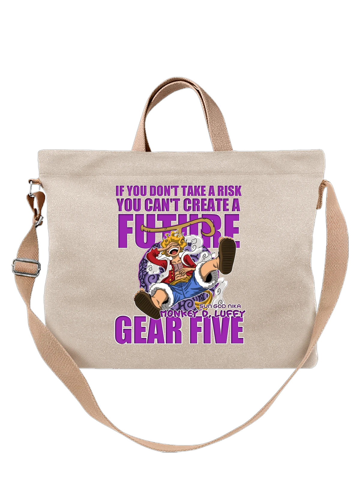 Сумка бежевая с принтом Монки Д Луффи One Piece Gear Five — манга — Бежевая, фото 1
