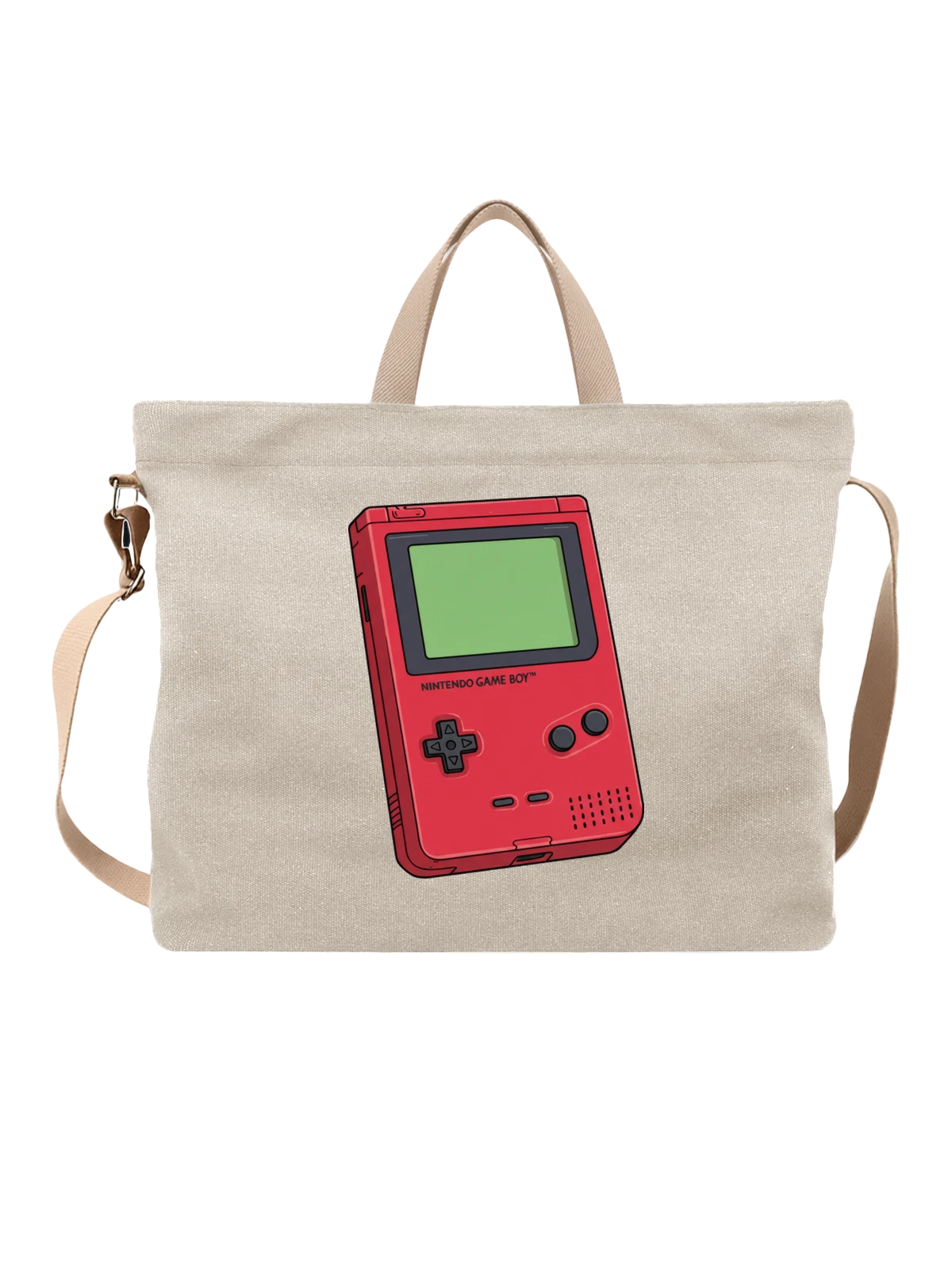 Сумка бежевая с принтом Красный Nintendo Game Boy портативная консоль — кнопки управления — Бежевая, фото 1