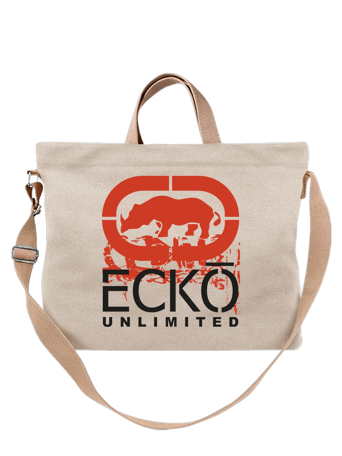 Сумка Ecko Unltd белая с принтом — контрастный принт — Белая, фото 1
