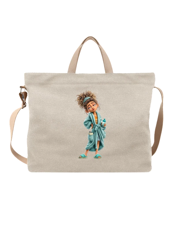 Сумка девочка в халате с бутылкой воды — Белая, фото 1