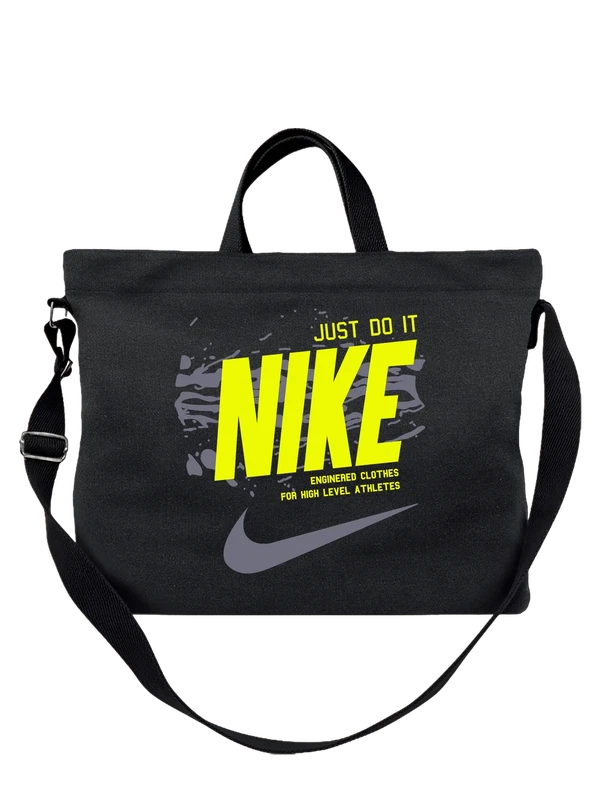 Сумка Nike жёлтый логотип Swoosh крупно — Чёрная, фото 1