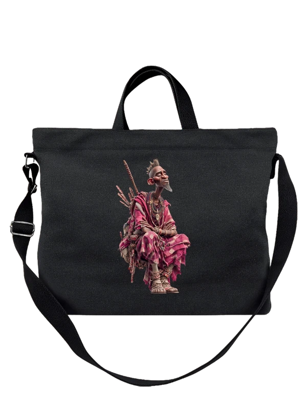 Сумка африканский мудрец в розовом одеянии — Чёрная, фото 1