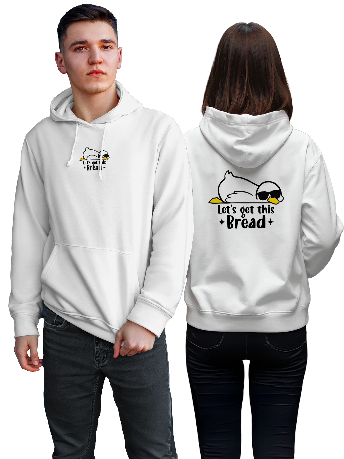 Худи Утка lets get this bread белое с принтом — дикая природа — Белая, фото 1