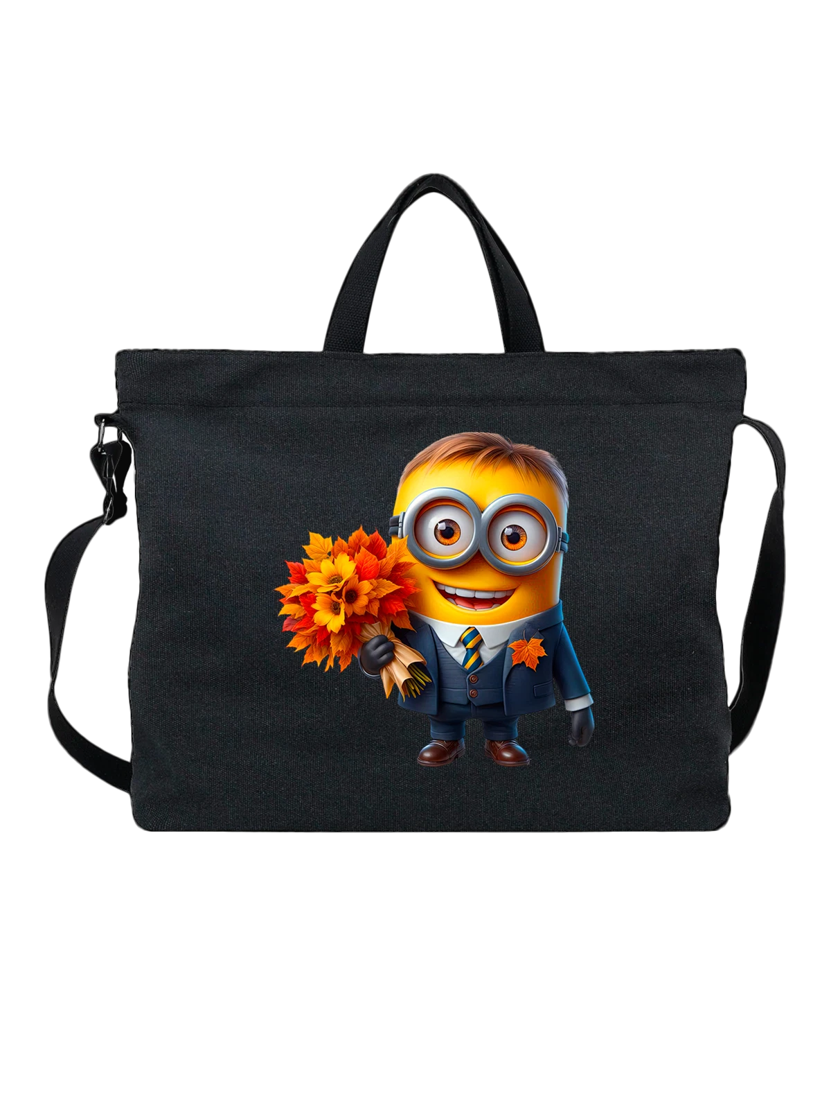 Сумка Миньон Minion школьник чёрная с принтом — флористика — Чёрная, фото 1
