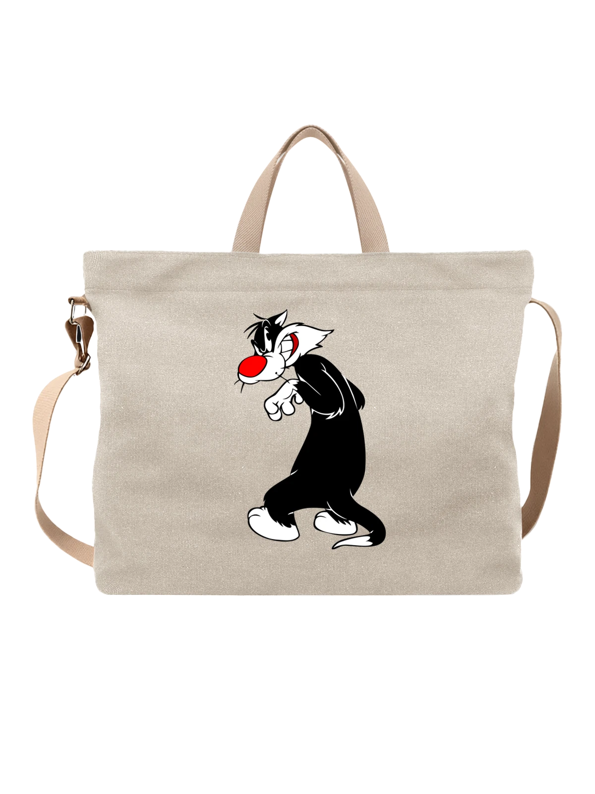 Сумка Сильвестр и Твити кот с ухмылкой белая с принтом — Daffy Duck — Белая, фото 1