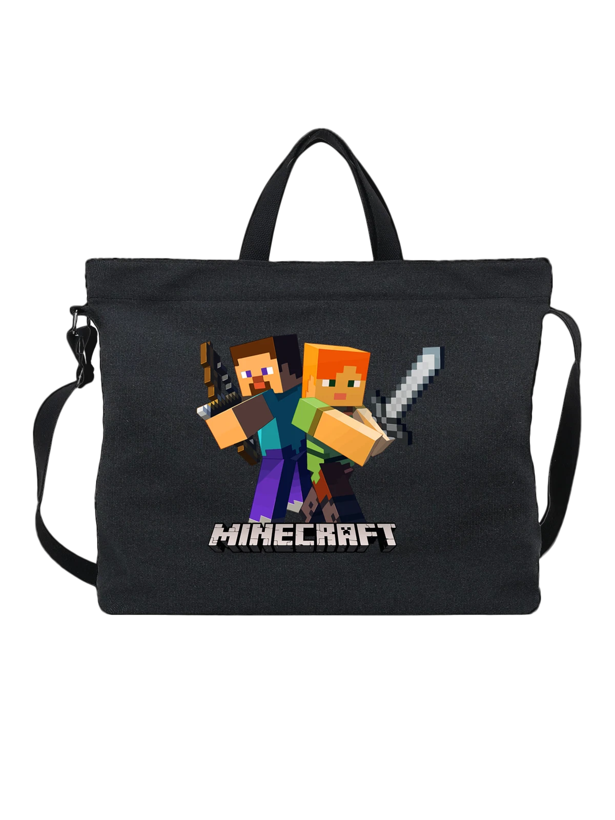 Сумка Маинкрафт Minecraft Стив Алекс чёрная с принтом — Эндермен — Чёрная, фото 1