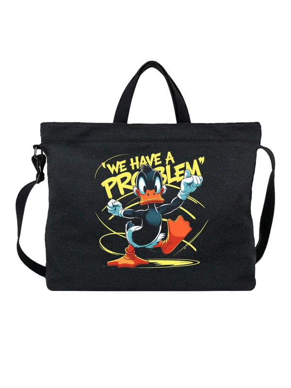 Сумка чёрная с принтом Даффи Дак Daffy Duck мультфильм мульт — Чёрная, фото 1