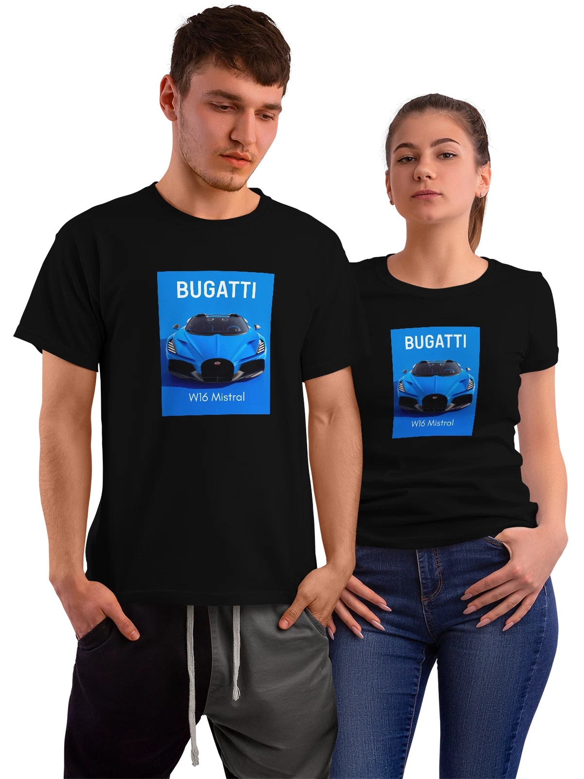 Футболка Bugatti W16 Mistral кабриолет стильный чёрная с принтом — родстер — Чёрная, фото 1
