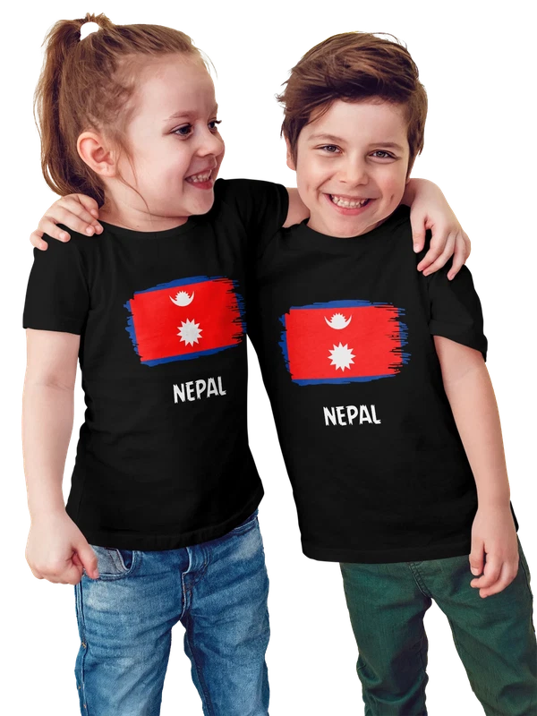 Футболка с флагом Непала Nepal — Чёрная, фото 1