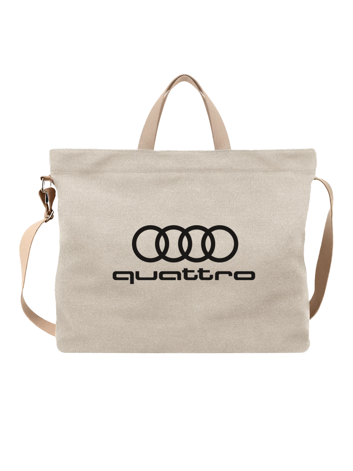 Сумка Audi белая с принтом — автомобильная эмблема — Белая, фото 1