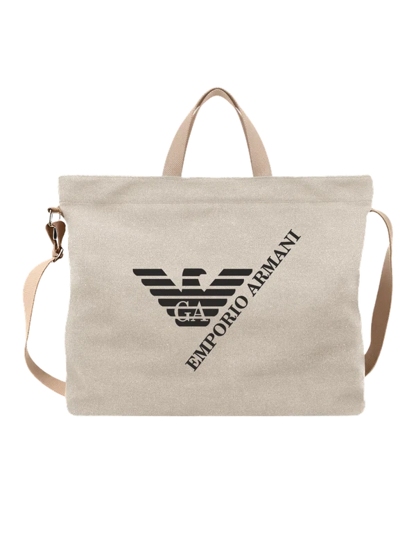 Сумка Emporio Armani с черным орлом и CA — Белая, фото 1