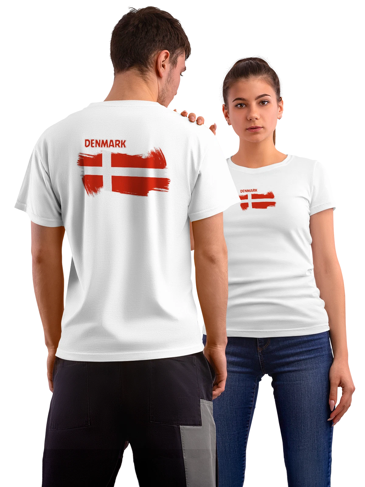 Футболка Флаг Дании Denmark белая с принтом на спине — национальная символика — Белая, фото 1