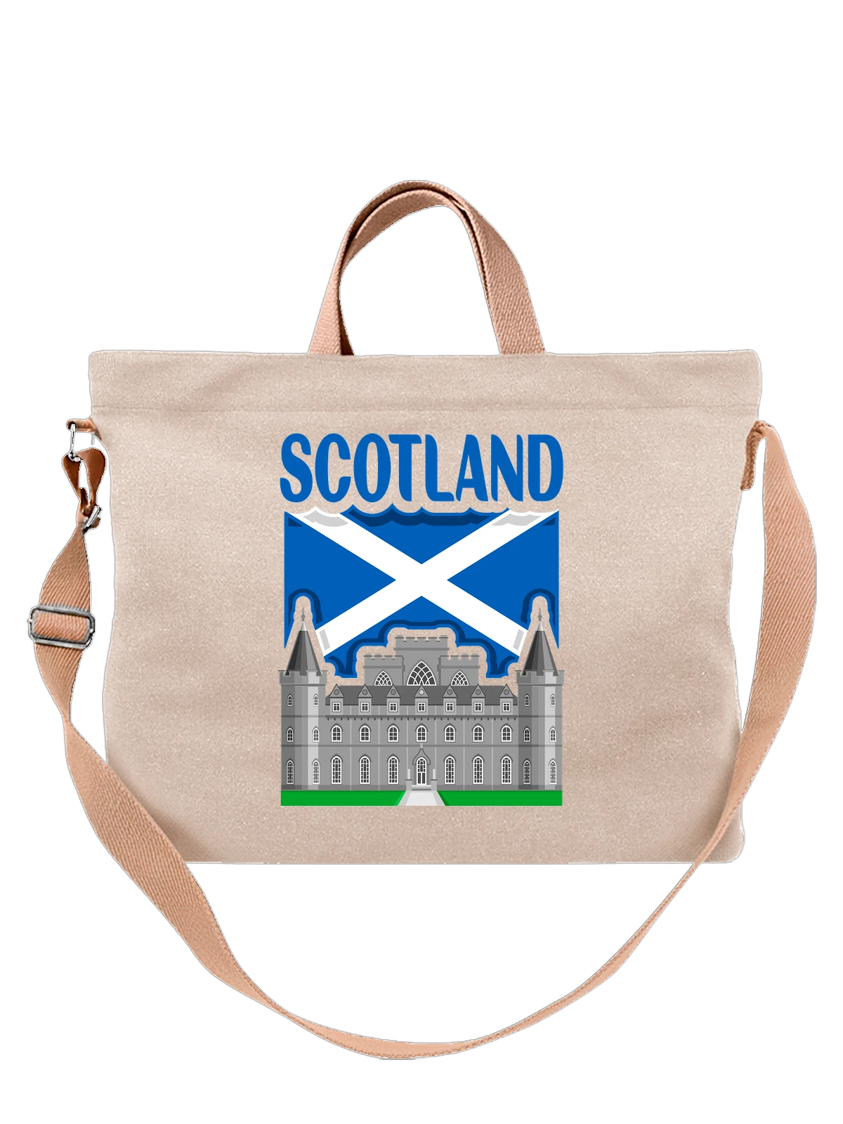 Сумка с флагом Шотландии Scotland замок белая с принтом — патриотический принт — Белая, фото 1