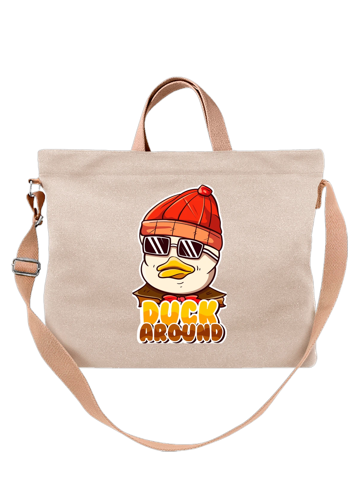 Сумка Утка в очках duck around белая с принтом — дикая природа — Белая, фото 1