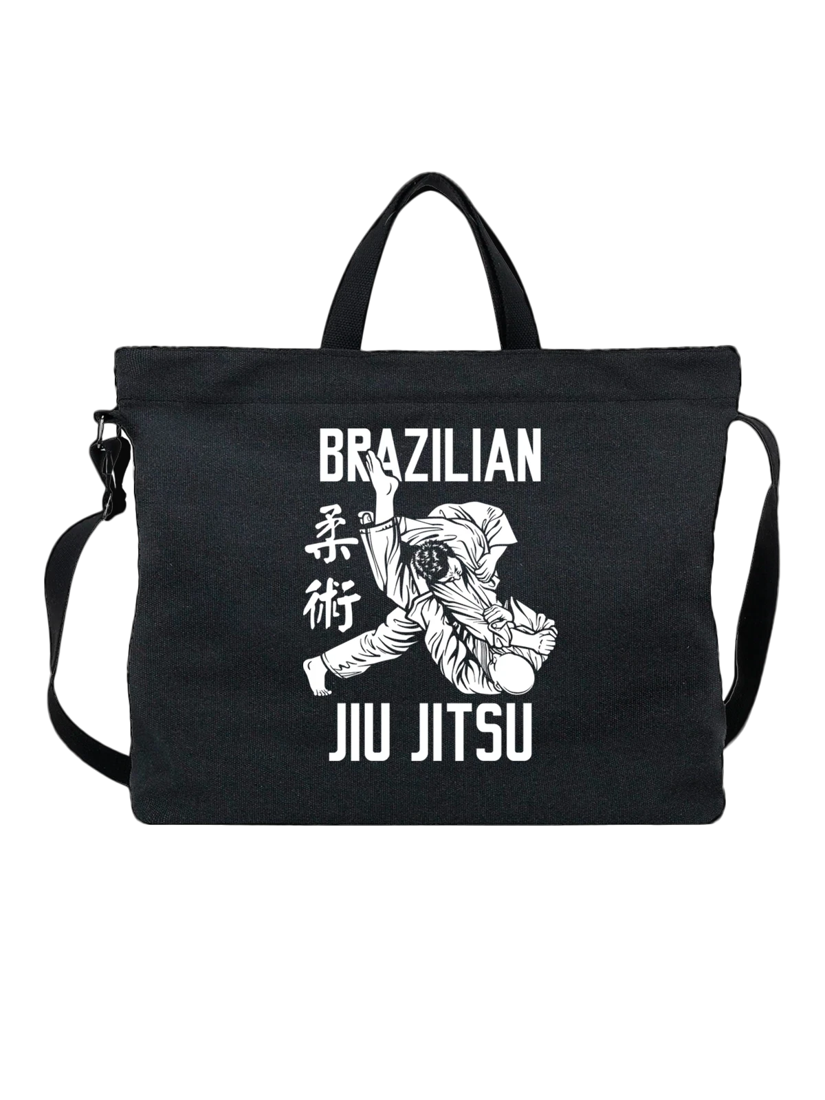 Сумка чёрная с принтом Джиу джитсу brazilian jiu jitsu — футболка подростку — Чёрная, фото 1