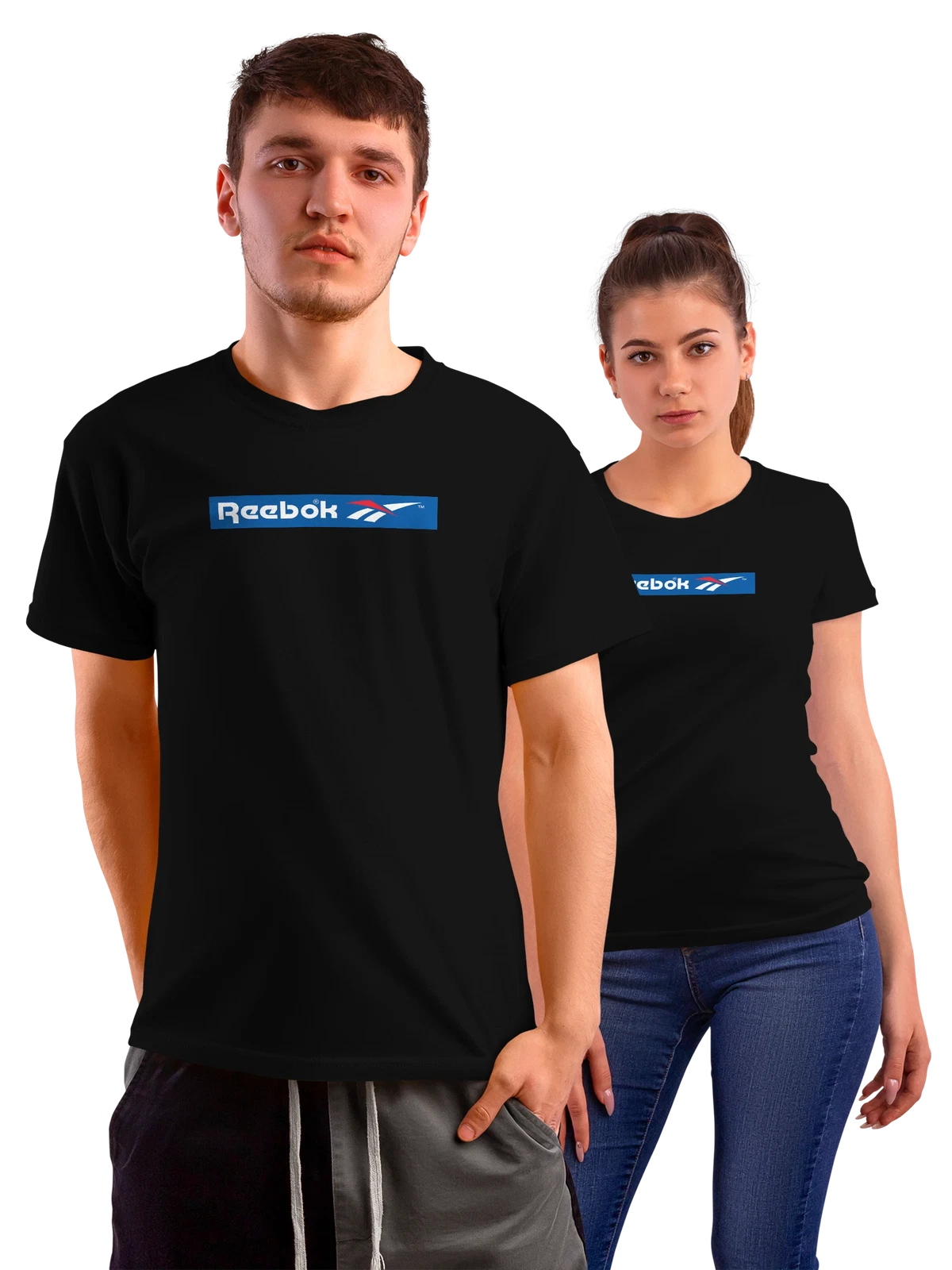 Футболка Reebok чёрная с принтом — ретро логотип — Чёрная, фото 1