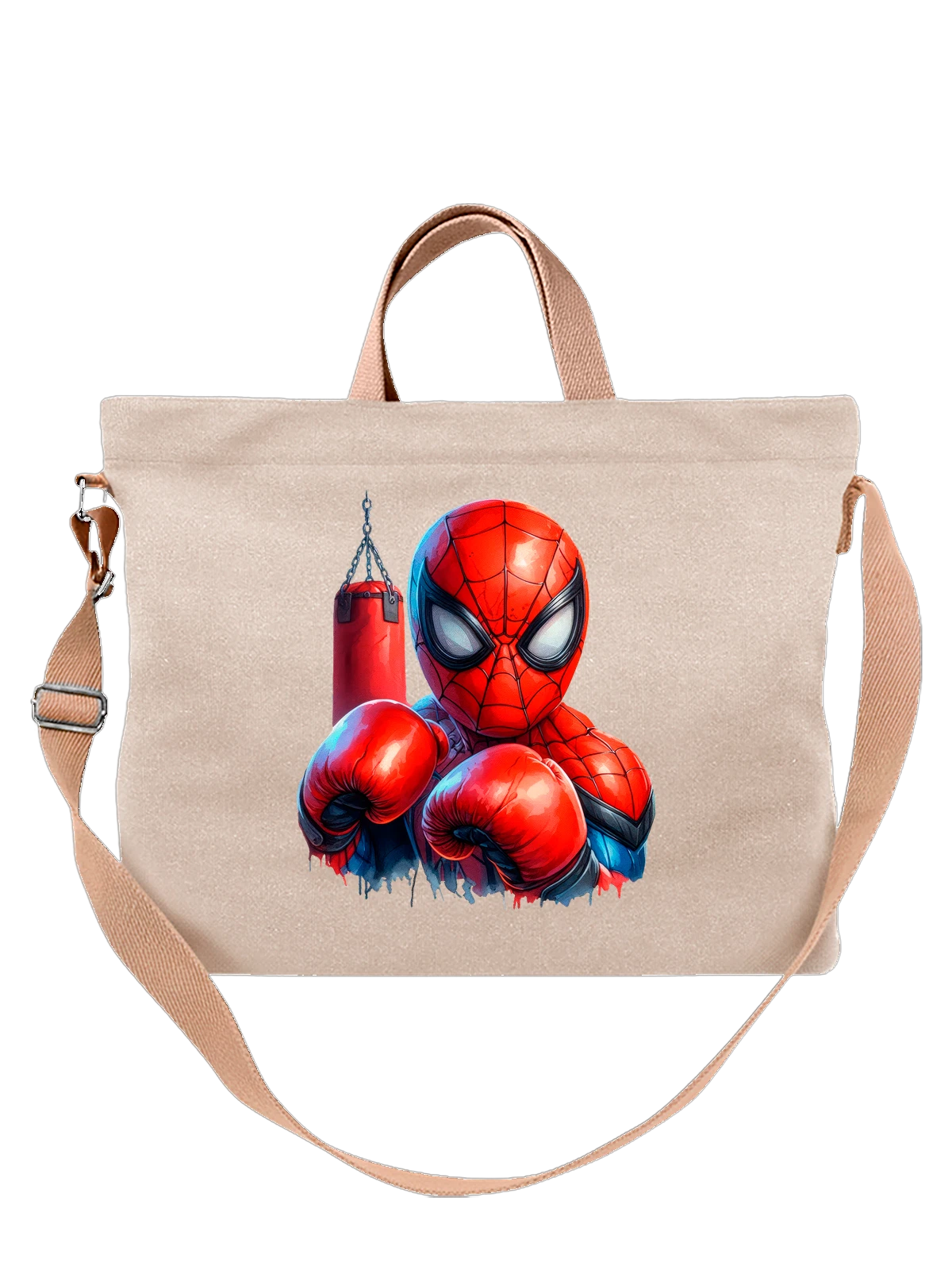 Сумка с Человеком Пауком Spider Man боксером белая с принтом — натуральные продукты — Белая, фото 1