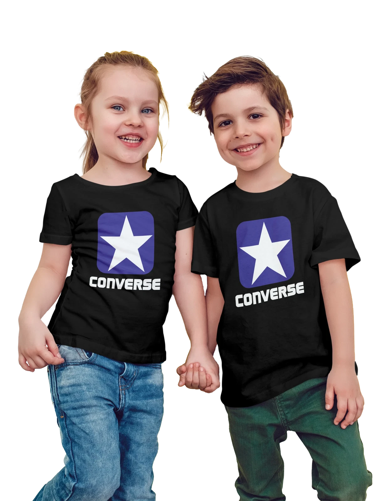Футболка детская Converse чёрная с принтом — контрастный принт — Чёрная, фото 1