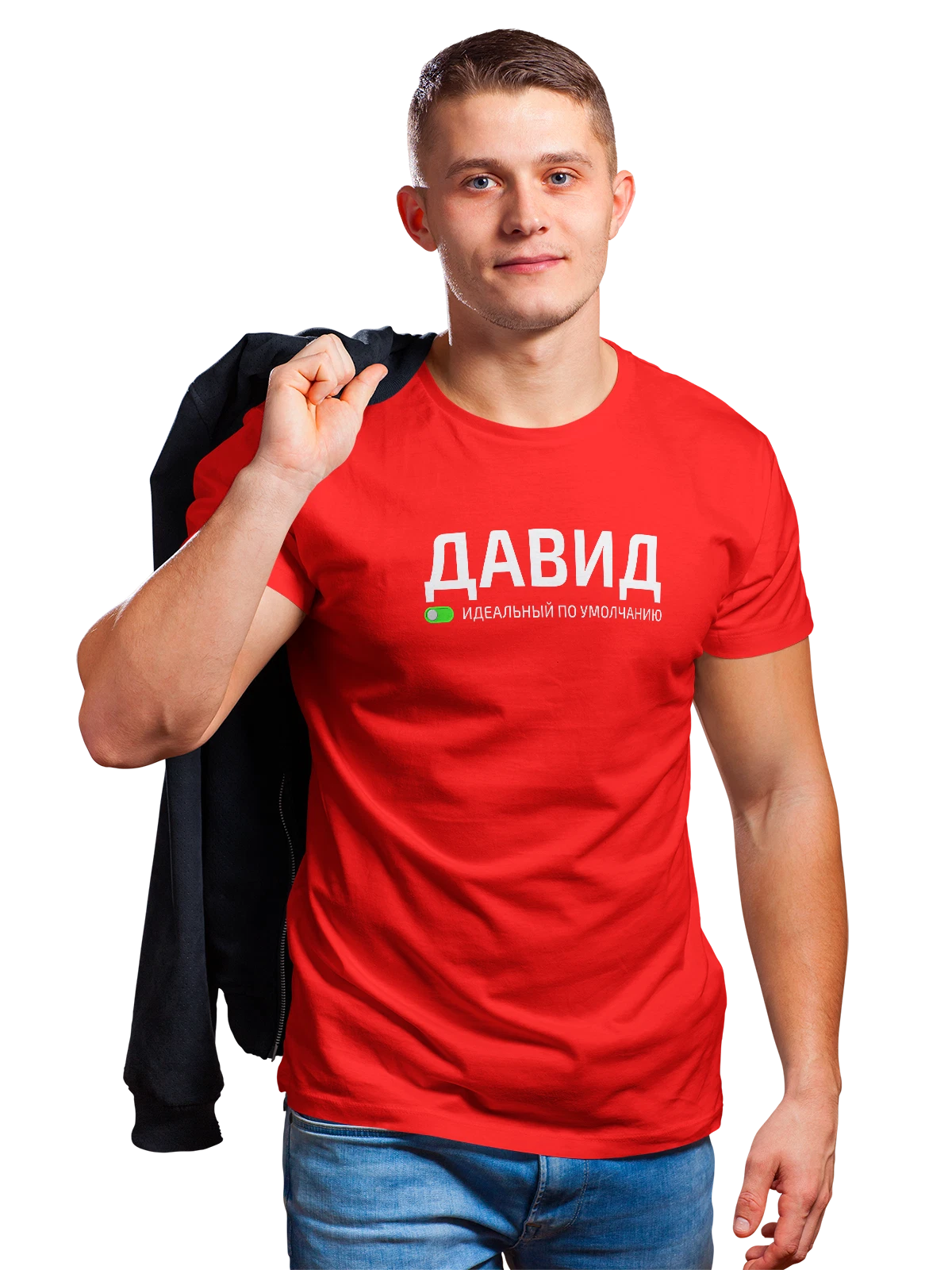 Футболка Имя Давид красная с принтом — подарок другу — Красная, фото 1