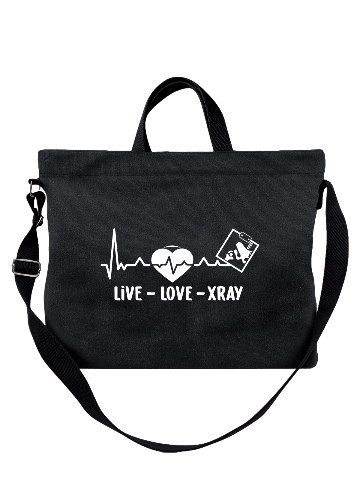 Сумка Сердце live love xray чёрная с принтом — подарок любимой — Чёрная, фото 1