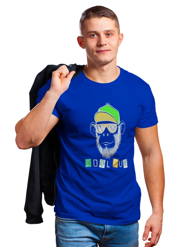 Футболка с обезьяной cool guy — Синяя, фото 1