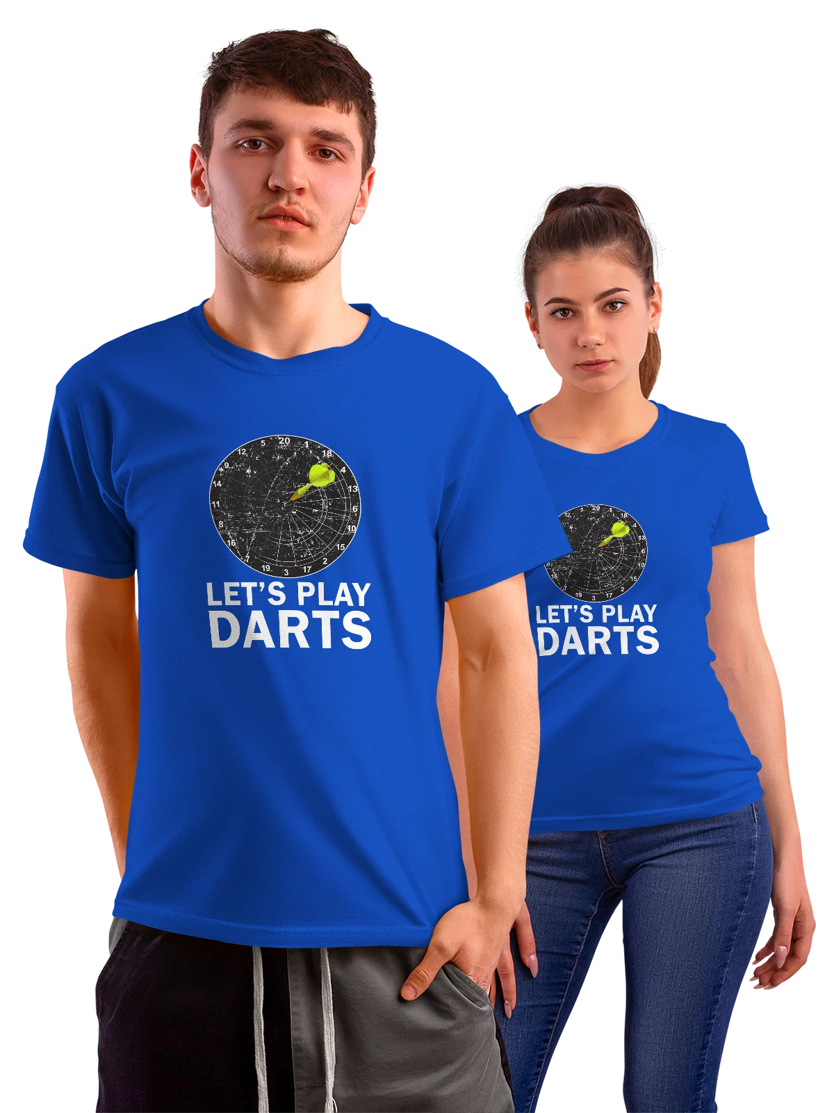 Футболка Дартс lets play darts синяя с принтом — спортивный инвентарь — Синяя, фото 1