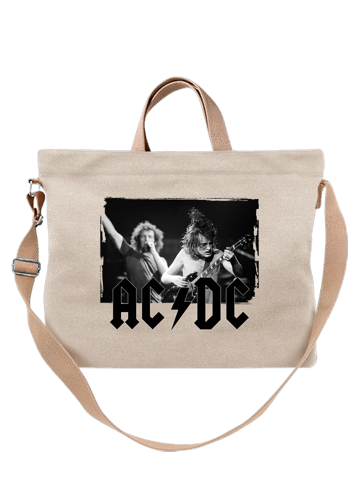 Сумка AC DC Эйси Диси белая с принтом — гитарная музыка — Белая, фото 1