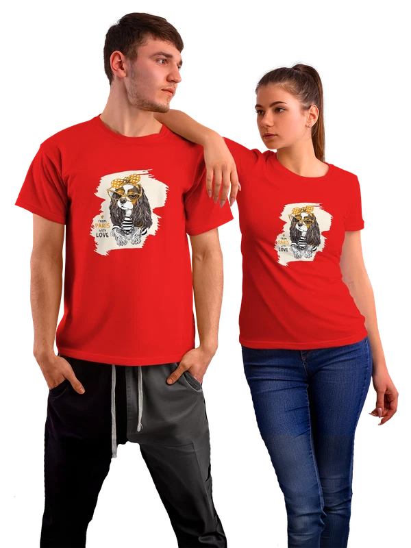 Футболка с собакой любовь — Красная, фото 1